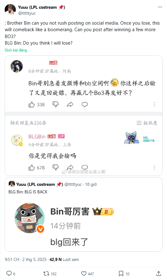 Bin tuyên bố Bin tuyên bố