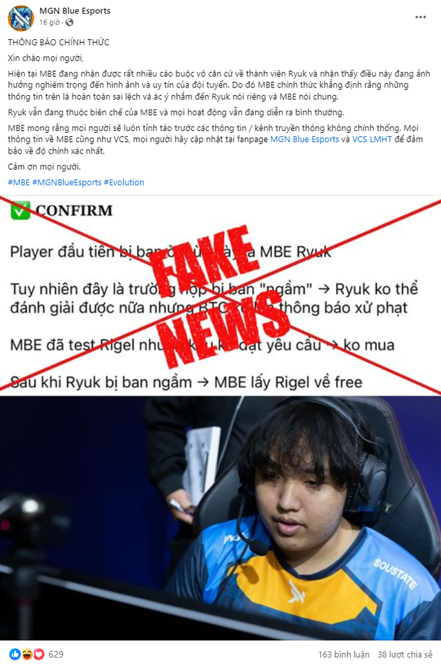 MBE bất ngờ lên tiếng giữa nghi vấn VCS có tiêu cực