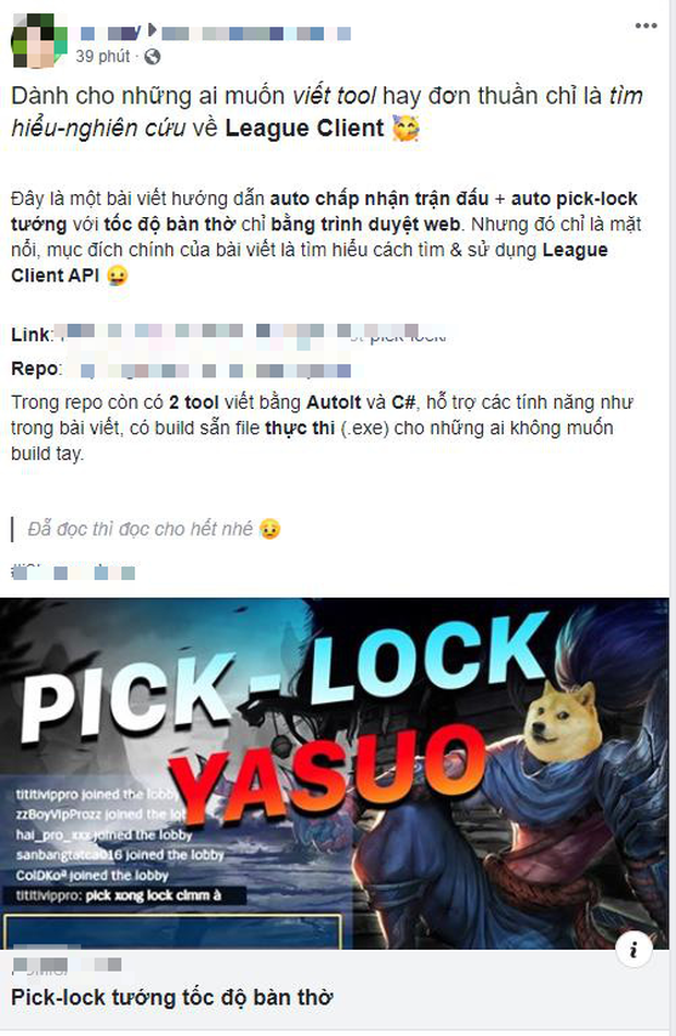 LMHT: Xuất hiện tool auto pick-lock Yasuo như một cơn gió, game thủ hoang mang nếu sử dụng có bị khóa tài khoản không? - Ảnh 1. LMHT: Xuất hiện tool auto pick-lock Yasuo như một cơn gió, game thủ hoang mang nếu sử dụng có bị khóa tài khoản không? - Ảnh 1.