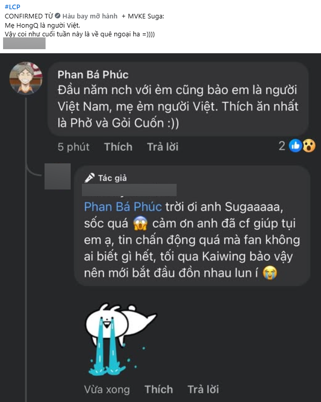 Thông tin được Kaiwing và Suga xác nhận Thông tin được Kaiwing và Suga xác nhận