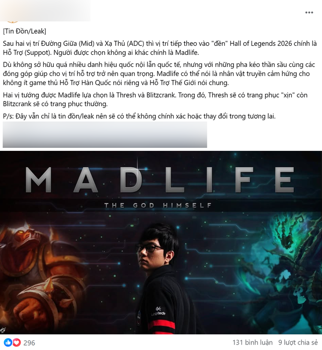 Xuất hiện thông tin MadLife có thể vào HoL khiến cộng đồng tranh cãi- Ảnh 1.