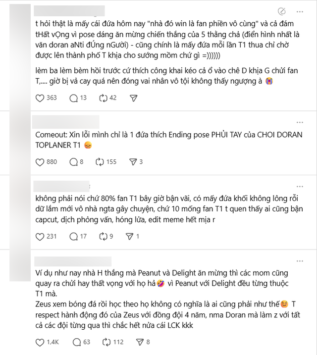 Các fan T1 cũng phản pháo gay gắt