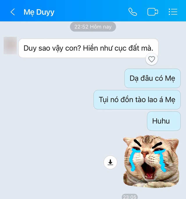 Mẹ của SofM vì quá lo lắng đã phải nhắn tin hỏi thăm