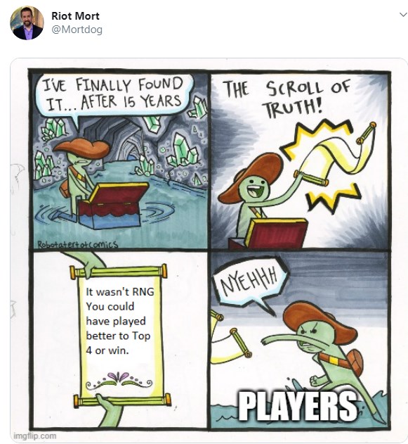 Game thủ Đấu Trường Chân Lý bất ngờ bị Riot khịa - Muốn thắng thì chơi giỏi lên, đừng đổ cho may rủi - Ảnh 2. Game thủ Đấu Trường Chân Lý bất ngờ bị Riot khịa - Muốn thắng thì chơi giỏi lên, đừng đổ cho may rủi - Ảnh 2.