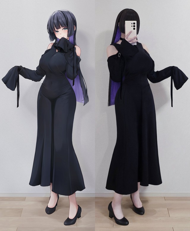 Bức ảnh mới nhất khi nữ họa sĩ Pen姉 hóa thân thành nhân vật đầy gợi cảm do chính cô lấy hình tượng bản thân để sáng tác ra