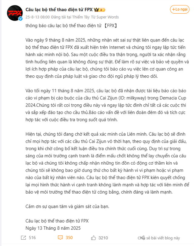 Tuyển thủ tiềm năng nhất nhì LPL vướng nghi vấn tiêu cực, đội tuyển ngay lập tức hành động- Ảnh 3. Tuyển thủ tiềm năng nhất nhì LPL vướng nghi vấn tiêu cực, đội tuyển ngay lập tức hành động- Ảnh 3.