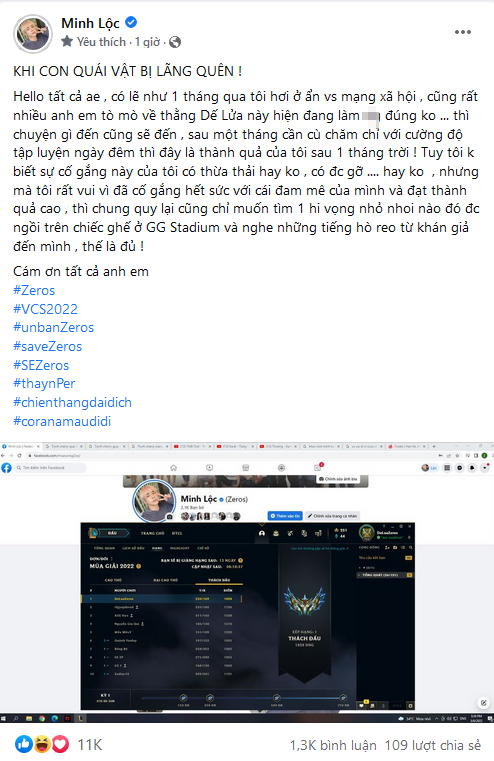 Zeros thông báo đã lên top 1 Thách Đấu và xin được unban, fan nghi vấn mượn acc tạo content - Ảnh 2.